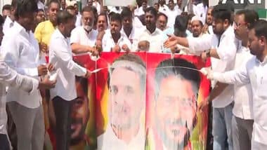 India News | Hyderabad Congress Workers Celebrate; Pour Milk over Rahul Gandhi, CM Revanth Reddy's Posters After Centre's Decision on Caste Census