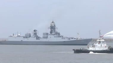 India News | INS Surat Makes Maiden Visit to Hazira Port on Gujarat Foundation Day