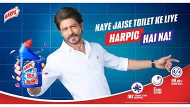 Business News | King of Lavatory Care Partners with King of Bollywood: Harpic Welcomes Shah Rukh Khan as Brand Ambassador