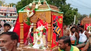 India News | Chithirai Festival: Golden Palanquins of Deities Taken in Procession, Devotees Welcomed with Refreshments