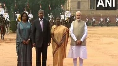 World News | Angolan President Joao Manuel Lourenco Receives Ceremonial Welcome at Rashtrapati Bhavan