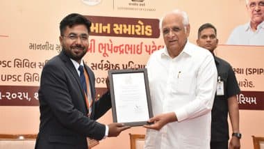 India News | Gujarat CM Bhupendra Patel Felicitates SPIPA Trainees for Their Success in UPSC Civil Services Examination 2024