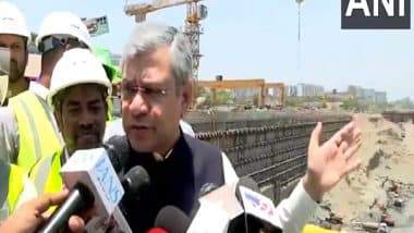 India News | Ashwini Vaishnaw Reviews Progress at Mumbai Bullet Train Station