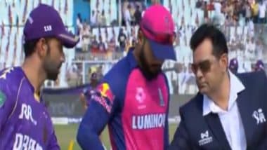 Sports News | IPL 2025: Kolkata Knight Riders Win Toss, Opt to Bat Against Rajasthan