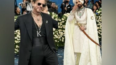 Entertainment News | Met Gala 2025: SRK Rocks in Sabyasachi's All-black Creation, Diljit Brings Charm in Majestic Punjabi-inspired Traditional Outfit