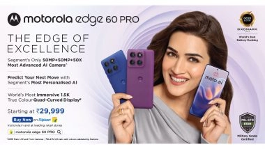 Business News | Motorola Edge 60 Pro Goes on Sale at Rs. 29,999 Featuring True Flagship Grade AI Experience & Segment's Only 50MP + 50MP+ 50X AI Camera System