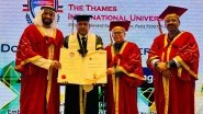 Business News | Aashish Suresh Mangal Receives Doctorate from Thames International University for Business and Philanthropy