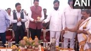 India News | Maharashtra CM Fadnavis, Eknath Shinde Perform Puja of Chhattarpati Shivaji Maharaj Statue in Rajkot