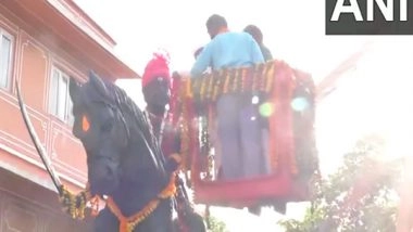 India News | Rajasthan Governor Pays Tribute to Sambhaji Maharaj at Raj Bhavan in Jaipur