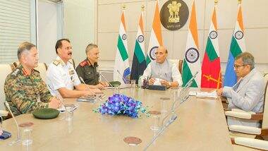 India News | Rajnath Singh Holds High-level Meeting with Defence Secretary, CDS, Navy and Army Chiefs