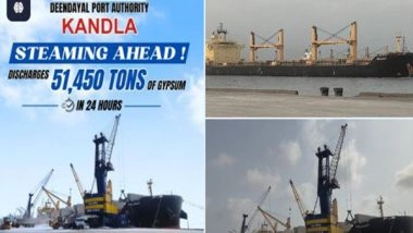Business News | Kandla Port Handles Record 51,450 Tonnes of Gypsum in 24 Hours