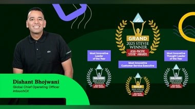 Business News | IntouchCX Global Chief Operating Officer Dishant Bhojwani Honored with Prestigious Grand Stevie® for Innovative Customer Service & Thought Leadership