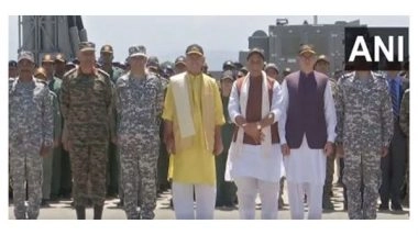 India News | Defence Minister Rajnath Singh Interacts with IAF Jawans at Srinagar Air Base