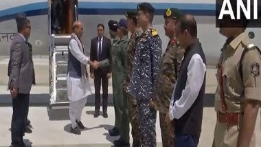 India News | Defence Minister Rajnath Singh Arrives in Bhuj, to Interact with Air Warriors