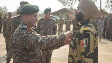 India News | Army Chief Gen Upendra Dwivedi Felicitates BSF Jawan for His Role in Operation Sindoor