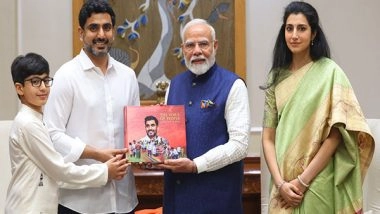 India News | Andhra Pradesh Minister Nara Lokesh, Family Meet with PM Modi