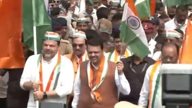 India News | Nagpur: Maharashtra CM Devendra Fadnavis Participates in Tiranga Yatra, Says Country Stands with PM Modi's Resolve