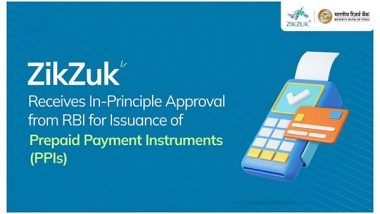 Business News | ZikZuk Receives In-Principle Approval from RBI for Issuance of Prepaid Payment Instruments (PPIs)