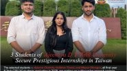 Business News | In A Glorious Moment, 3 Students of Ajeenkya D Y Patil University Secure Prestigious Internships in Taiwan