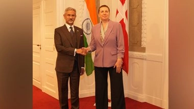 World News | EAM Jaishankar Arrives in Denmark, Lauds Its Support Against Terrorism; Advances Green Strategic Partnership