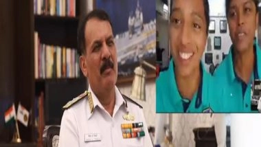 India News | Navy Chief Admiral Dinesh K Tripathi Interacts with Crew of Navika Sagar Parikrama II Onboard INSV Tarini