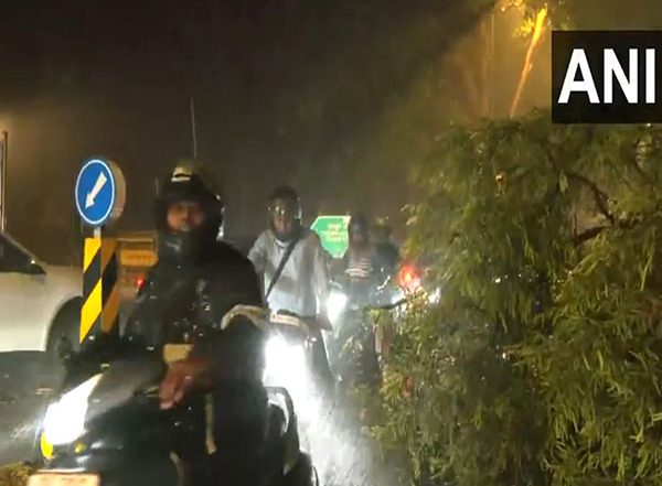 India News | Delhi Sees Gusty Winds, Hailstorm and Heavy Rain as People Feel Relief from Heat; Flights Impacted