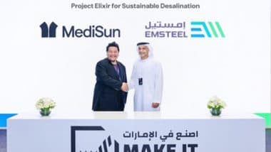 Business News | MediSun Energy and EMSTEEL Launch UAE's First Pilot to Transform Desalination Brine into Blue Energy and Magnesium Carbonate