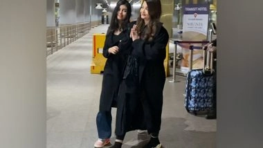 Entertainment News | Aishwarya Rai, Aaradhya Bachchan Twin in Black as They Arrive in Mumbai Post-Cannes