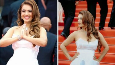 Business News | Neha Malik Mesmerizes in Ethereal White Gown for Her Second Red Carpet Appearance at Cannes 2025