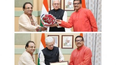 Business News | Governor of Telangana Jishnu Dev Varma Felicitated by Abhijeeth Bhattacharjee and Pt.Prodyut Mukherjee