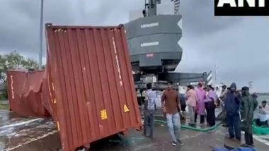 India News | Container from the Sunken Ship MSC ELSA 3 Washes Ashore at Kollam Coast: Removal Underway