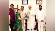 India News | Union Home Minister Amit Shah Presents Chhatrapati Sambhaji Maharaj Rajya Prerana Geet Puraskar to Veer Savarkar's Family