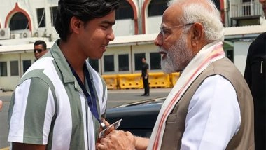 Sports News | PM Modi Meets 14-year-old Cricket Sensation Vaibhav Suryavanshi at Patna Airport