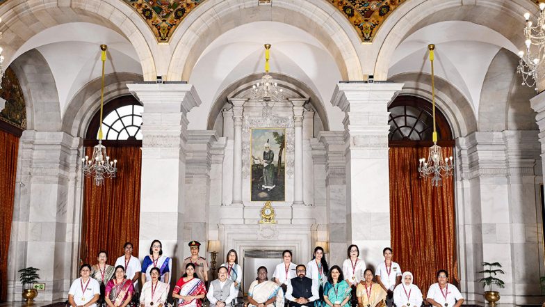 India News | President Murmu Confers National Florence Nightingale Awards to 15 Awardees at Rashtrapati Bhavan
