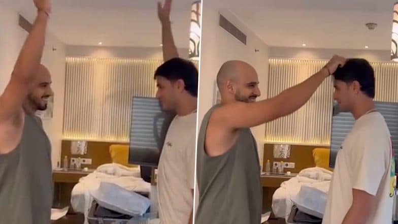 Abhinav Manohar Plays Hilarious Hair-Pulling Prank With Abhishek Sharma, Takes Jibe At Sunrisers Hyderabad Opener's Gesture to Digvesh Rathi During LSG vs SRH IPL 2025 Match (Watch Video)