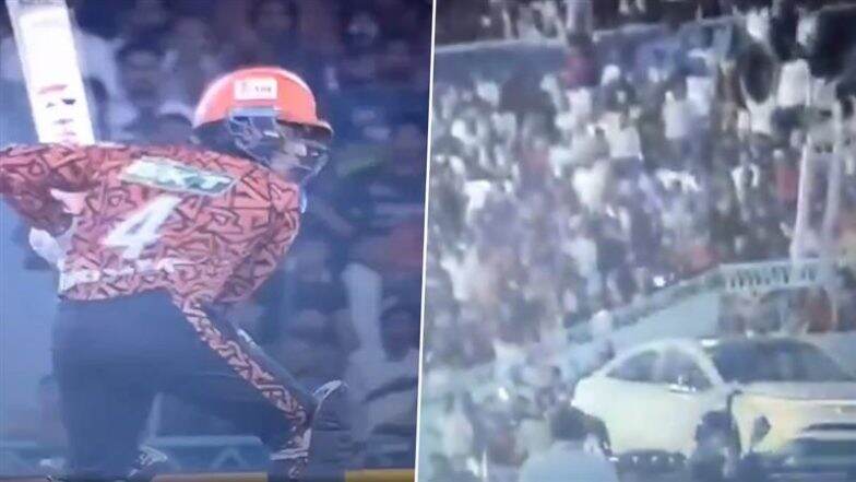 Abhishek Sharma's Massive Six Hits the Windshield of TATA Curvv Outside Boundary Line, Makes A Dent On Car During RCB vs SRH IPL 2025 Match