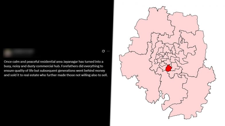 'Good Old Days of Bengaluru Are Gone Forever': Bangalore Resident's Post About Jayanagar's Transformation From Residential Area to Commercial Hub Goes Viral, Strikes Chord With Bengalureans