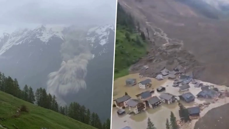 Birch Glacier Collapse Caught on Camera: Terrifying Video Shows Moment Large Chunk of Swiss Glacier Collapsed and Crashed Down the Valley Destroying 90% of Blatten Village (Watch)