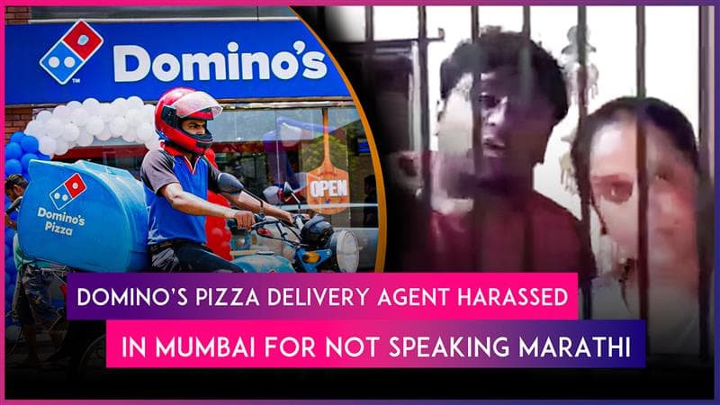 Domino’s Pizza Delivery Agent Harassed by Mumbai Couple for Not Speaking Marathi, Video Goes Viral Domino’s Pizza Delivery Agent Harassed by Mumbai Couple for Not Speaking Marathi, Video Goes Viral