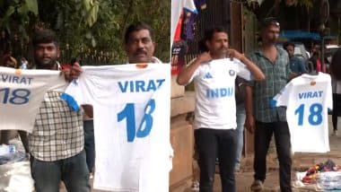 Fans Spotted Wearing Virat Kohli's Team India Test Jersey Outside M Chinnaswamy Stadium As They Plan to Give Tribute to Retired Star During RCB vs KKR IPL 2025 Match (Watch Video)