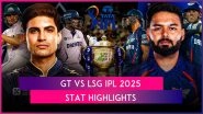 GT vs LSG IPL 2025 Stat Highlights: Mitchell Marsh, Nicholas Pooran, Will O&rsquo;Rourke Help Lucknow Super Giants Beat Table-Toppers Gujarat Titans