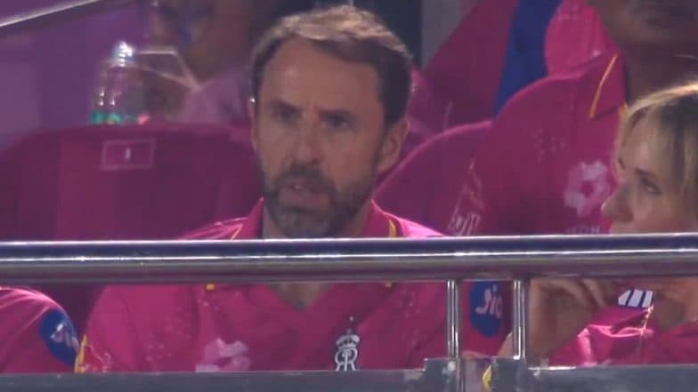 Former England National Football Team Head Coach Gareth Southgate Spotted in the Stands of Sawai Man Singh Stadium Cheering For Rajasthan Royals During RR vs MI IPL 2025 Match (See Pic)
