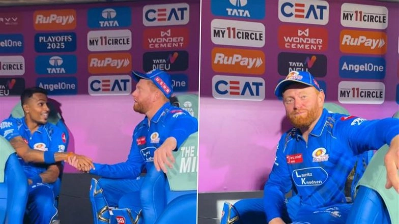‘Not Sure About It…’ Jonny Bairstow’s Reaction As Hardik Pandya Speaks Hindi While Praising England Star’s Mumbai Indians Debut in GT vs MI IPL 2025 Eliminator (Watch Video)