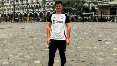 Harry Maguire, England and Manchester United Footballer, Visits Mumbai For Commercial Appearance; Poses In-Front of Taj Mahal Hotel (See Pic)