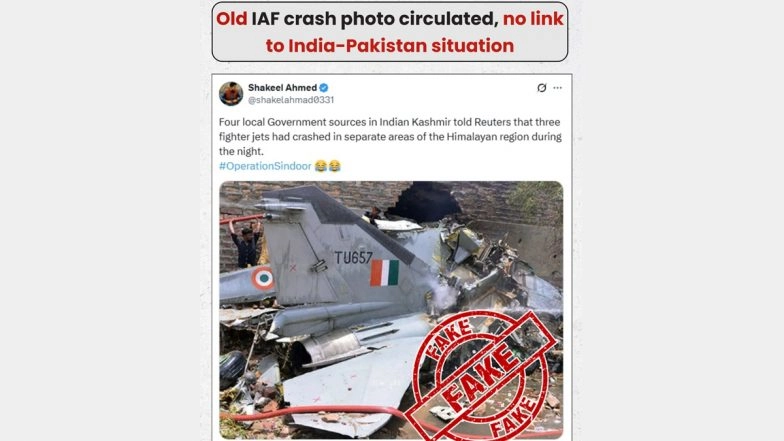 Fact Check: Did 3 IAF Fighter Jets Crash in Himalayas? Old Image of IAF Crash From 2016 Goes Viral, PIB Debunks Fake Claim