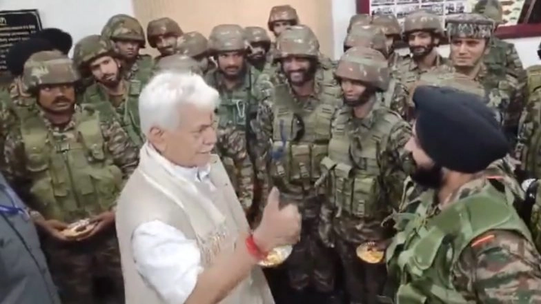 ‘How Is the Josh?’: Jammu and Kashmir LG Manoj Sinha Asks Army Personnel in Uri, They Reply (Watch Video)