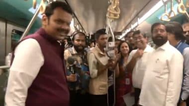 Maharashtra CM Devendra Fadnavis and Deputy CM Eknath Shinde Inaugurate Mumbai Metro Line 3 Phase 2A From BKC to Acharya Atre Chowk (Watch Video)