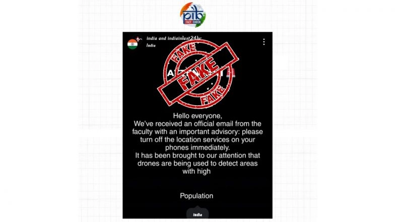 Govt Issues Advisory To Turn Off Location Services on Mobile Phone Amid Pakistani Drone Attacks? PIB Fact Check Debunks Fake News Going Viral on Social Media