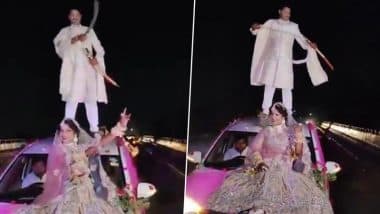 Stunt Caught on Camera in Gwalior: Bride and Groom Dance on Moving Car, Fined by Traffic Police After Video Goes Viral