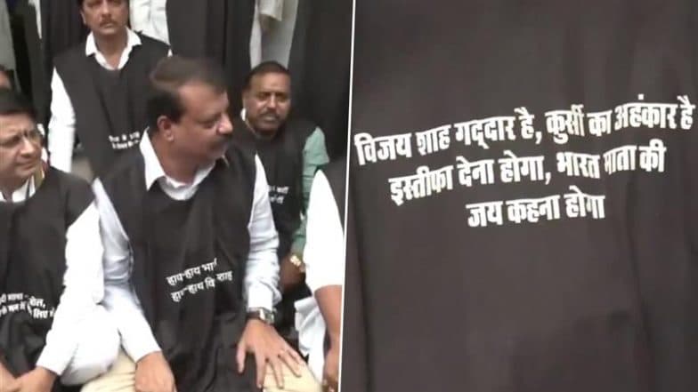 ‘Vijay Shah Gaddar Hai, Kursi Ka Ahankar Hai’: Congress Leaders Protest Against BJP Minister in Bhopal, Demand His Resignation for Remarks on Colonel Sofiya Qureshi (Watch Video)